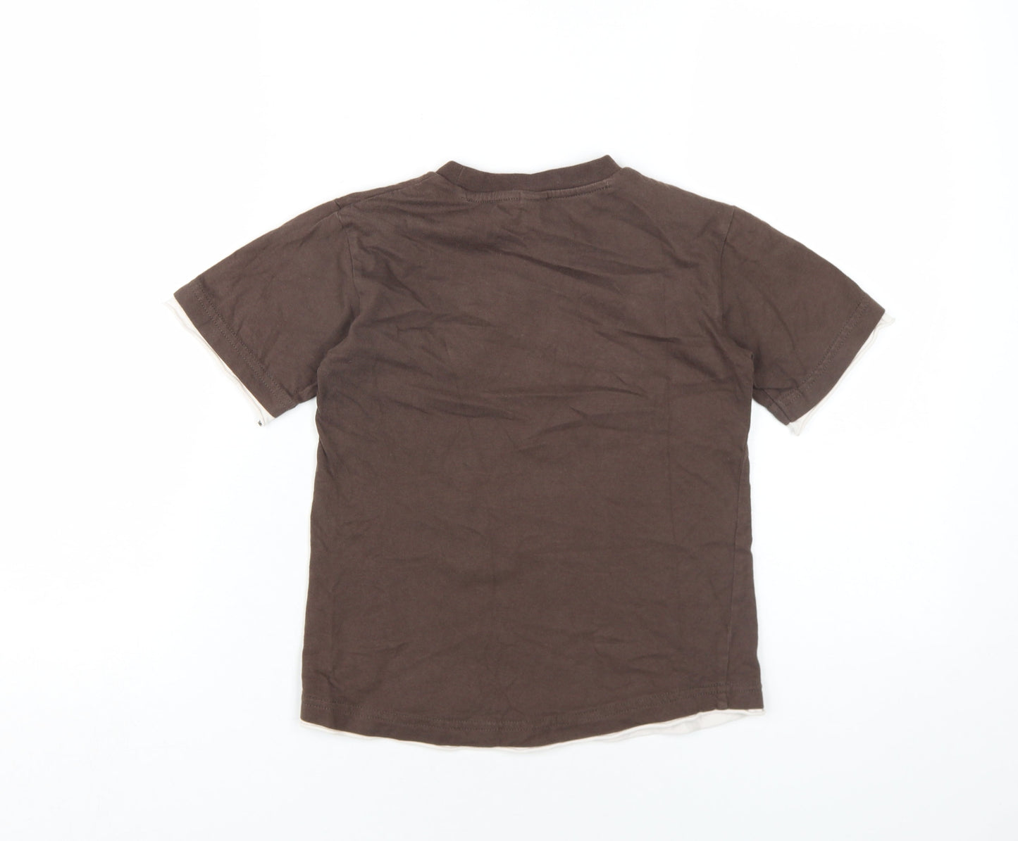 Adams Boys Brown Cotton Basic T-Shirt Size 5 Years Round Neck Pullover