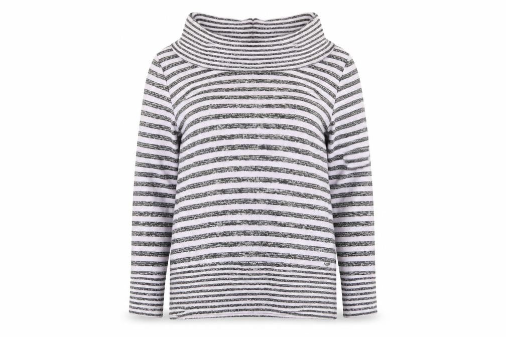 TIGI Womens Purple Roll Neck Striped Viscose Pullover Jumper Size 14