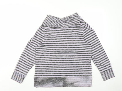 TIGI Womens Purple Roll Neck Striped Viscose Pullover Jumper Size 14