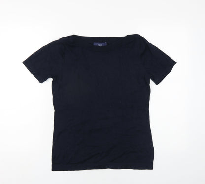 Next Womens Blue Boat Neck Cotton Pullover Jumper Size 10
