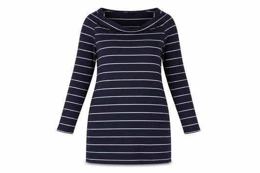Dorothy Perkins Womens Blue Striped Cotton Bodycon Size 16 Cowl Neck Pullover