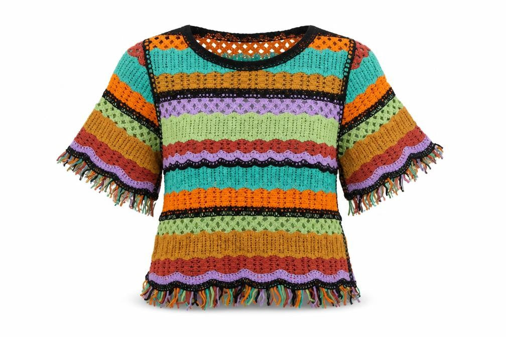 Angeleye Womens Multicoloured Round Neck Striped Cotton Pullover Jumper One Size