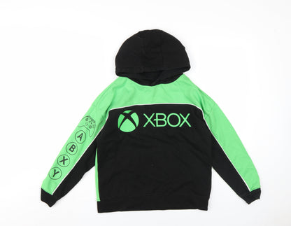Additional front view of Xbox boys’ green cotton pullover hoodie, size 10-11, years pullover