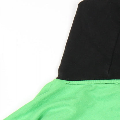 Brand and care label for Xbox boys’ green cotton pullover hoodie, size 10-11, years pullover