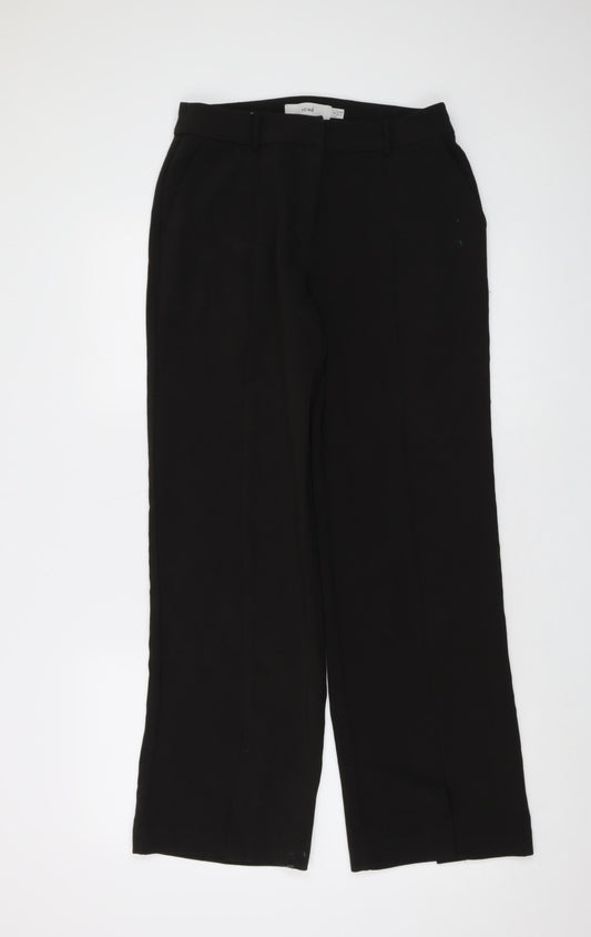ICHI Womens Black Polyester Trousers Size 8 L30 in Regular Hook & Eye