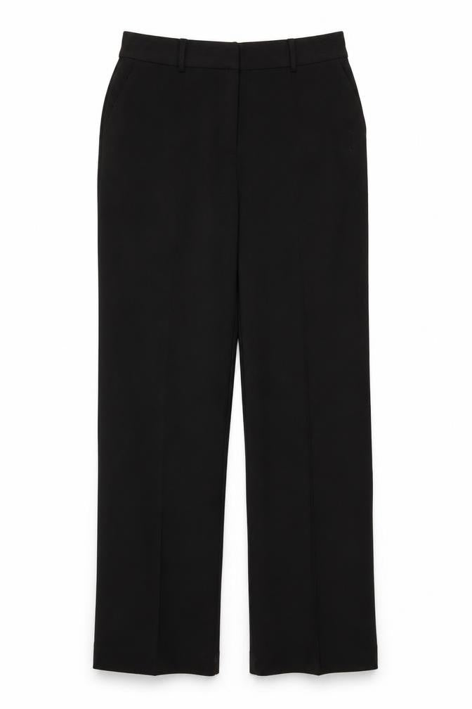 ICHI Womens Black Polyester Trousers Size 8 L30 in Regular Hook & Eye