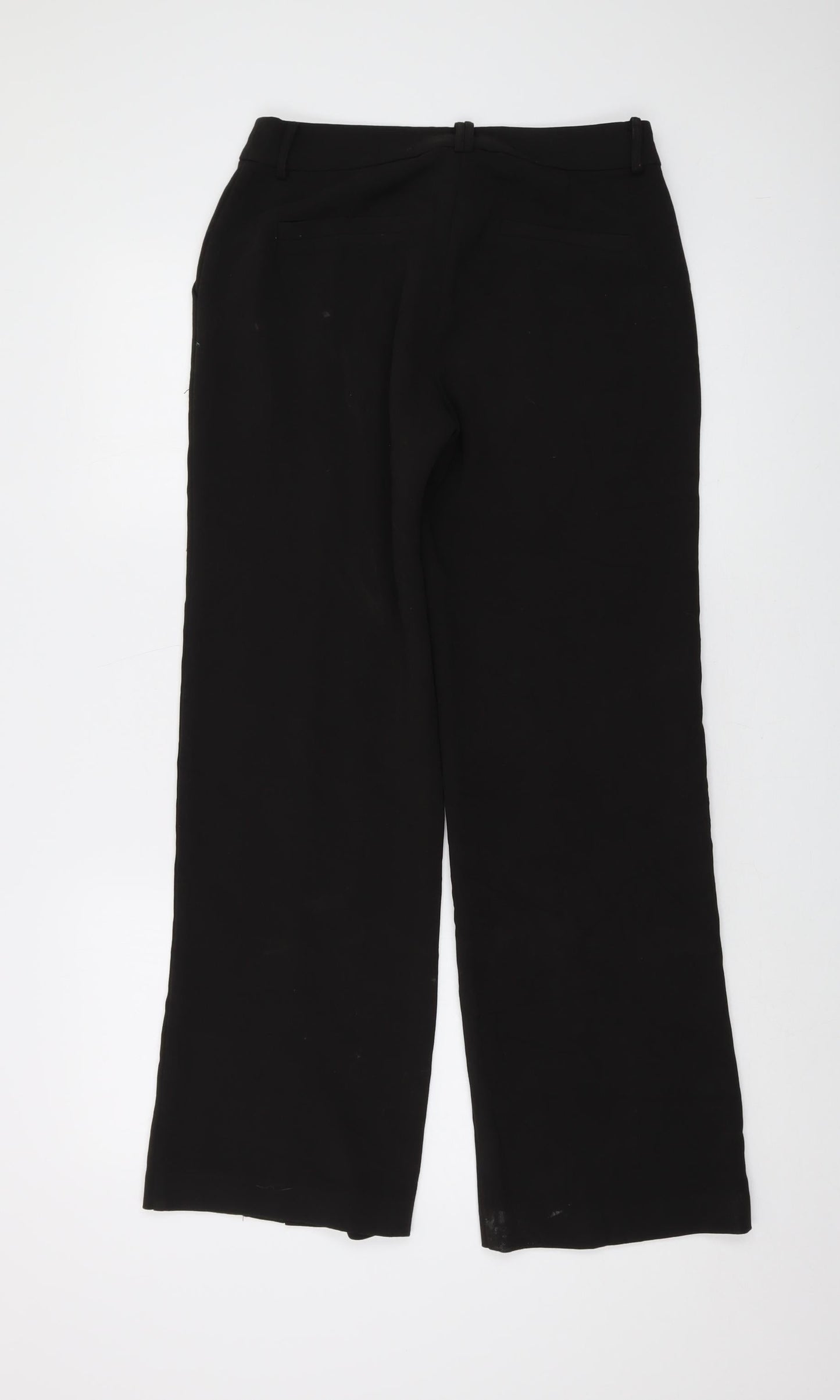 ICHI Womens Black Polyester Trousers Size 8 L30 in Regular Hook & Eye