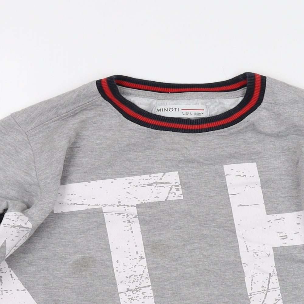 Minoti Boys Grey Cotton Pullover Sweatshirt Size 12-13 Years Pullover