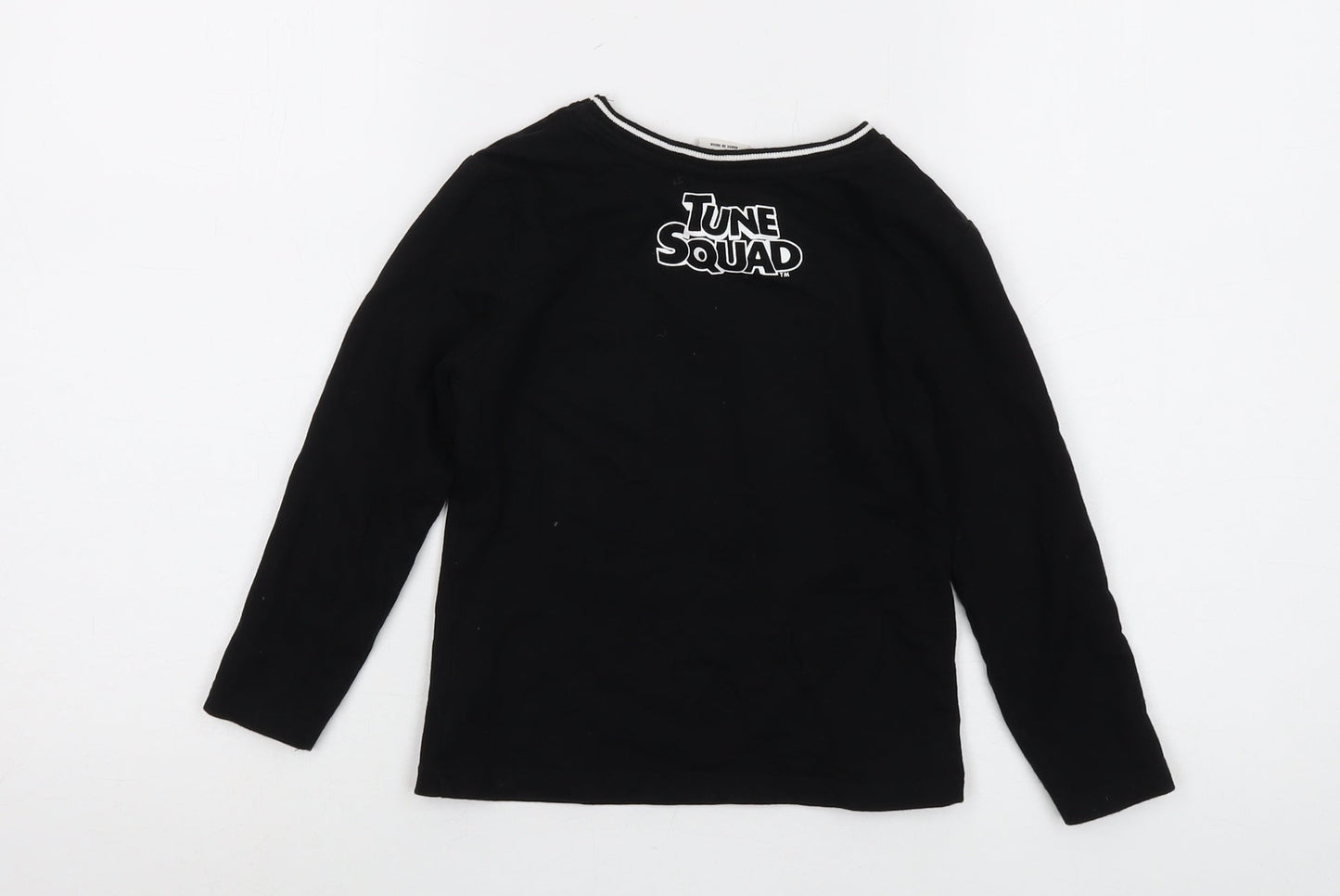 Space Jam Boys Black Cotton Basic T-Shirt Size 4-5 Years Crew Neck Pullover - Tune Squad