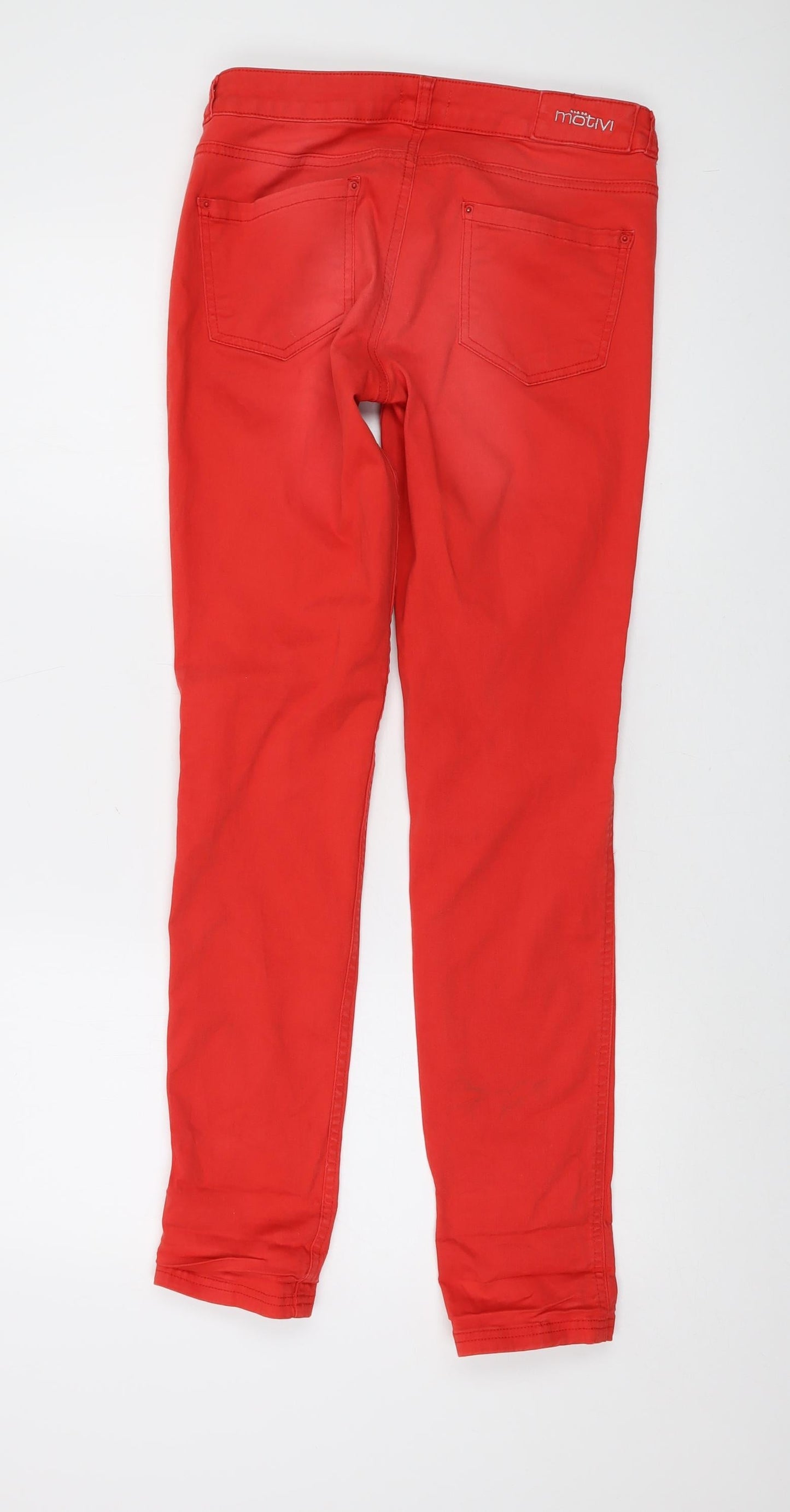 MOTIVI Womens Red Cotton Skinny Jeans Size 10 L31 in Regular Button