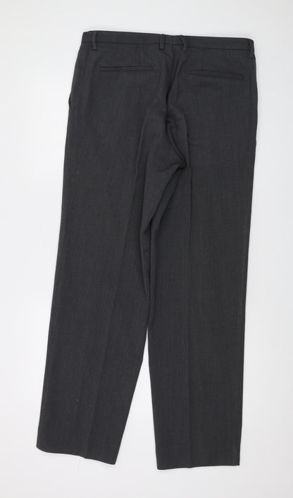 BOSS Mens Green Polyester Trousers Size 34 in L32 in Regular Button