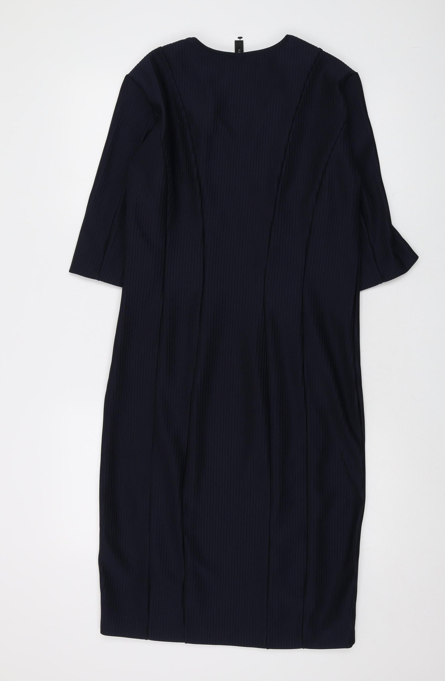 YAS Womens Blue Polyester Bodycon Size L V-Neck Zip