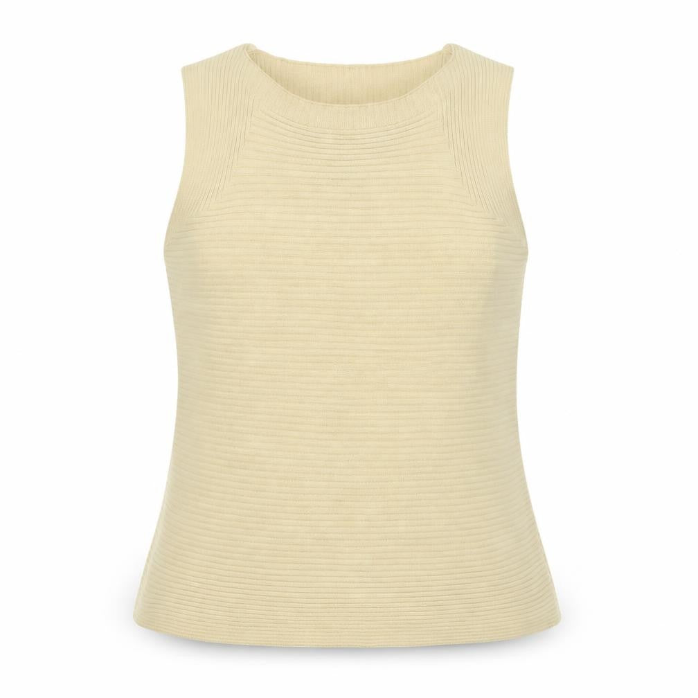 Gap Womens Beige Acrylic Basic Tank Size M Round Neck