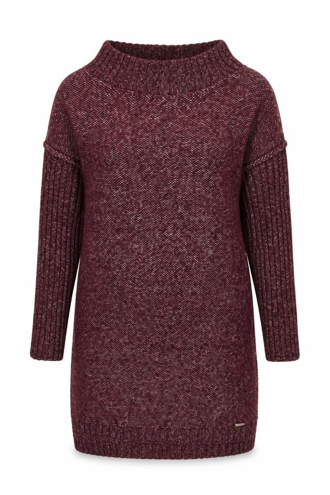 s.Moris Womens Red Square Neck Acrylic Tunic Jumper One Size