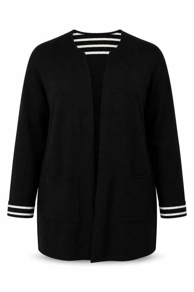 Centrigade Womens Black V-Neck Polyester Cardigan Jumper Size XL