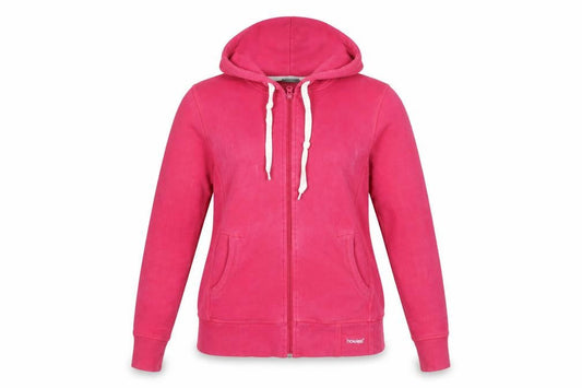 Front view of Howies Pink Organic Cotton Full Zip Hoodie, size 10