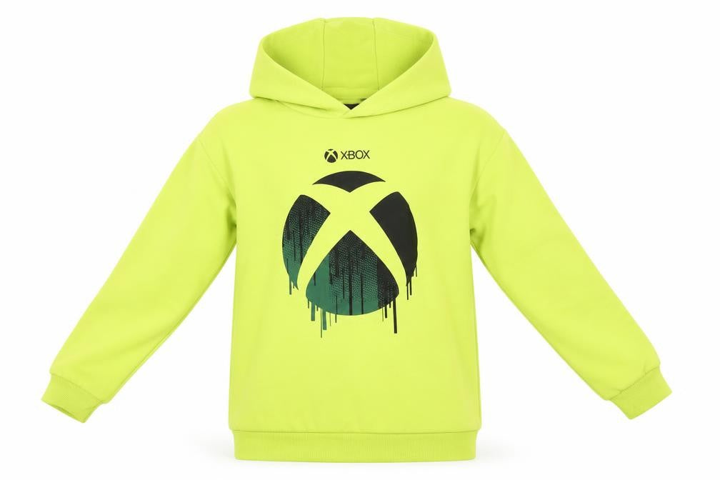 Front view of Xbox Green Pullover Hoodie, boys’ 10-11 yrs, graphic print