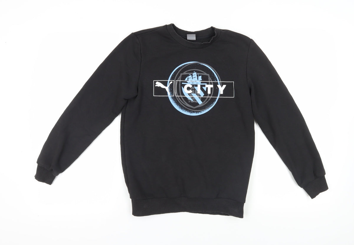 Additional front view of Puma boys’ black logo sweatshirt 13-14 years