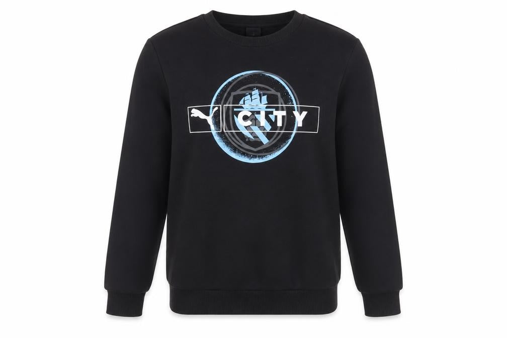 Front view of Puma boys’ black logo sweatshirt 13-14 years