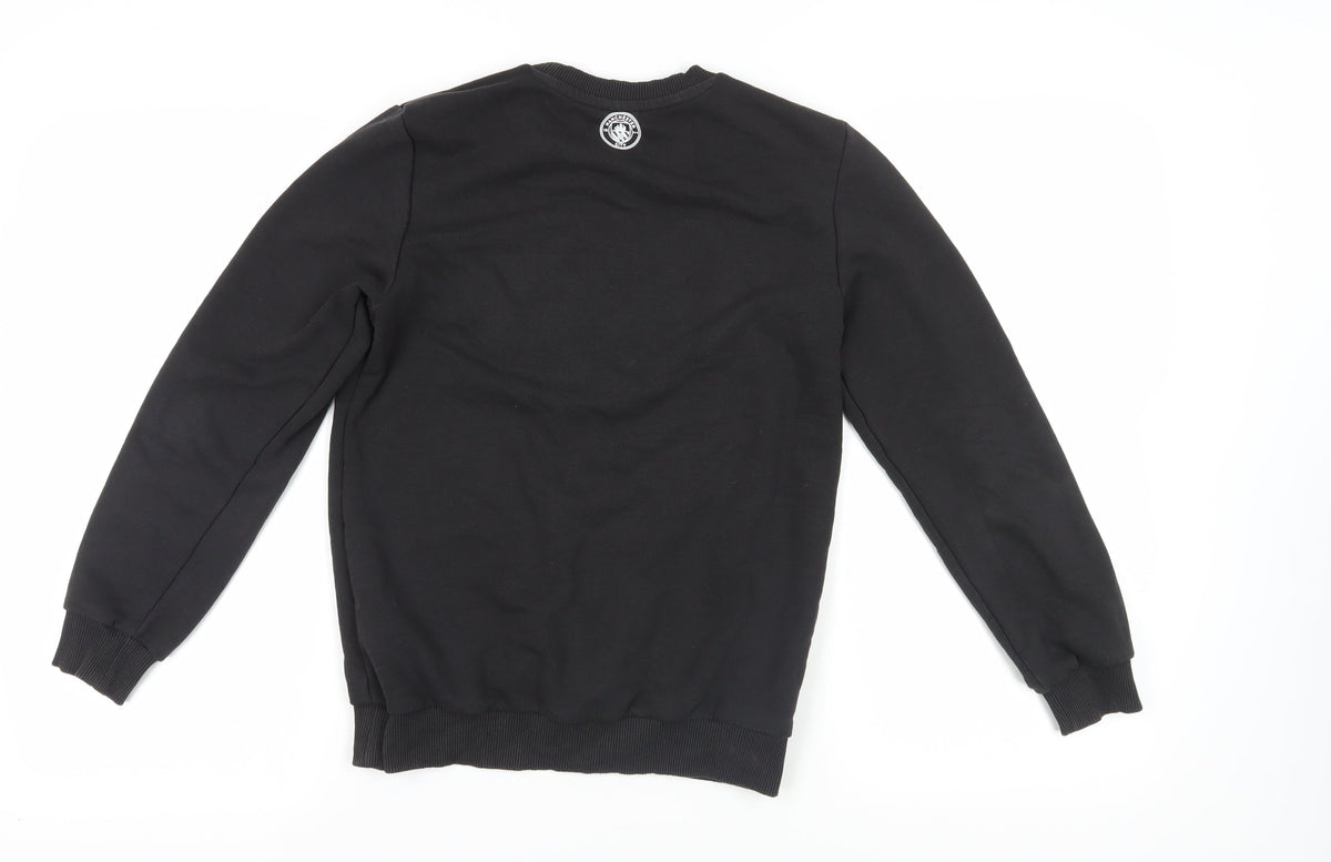 Back view of Puma boys’ black logo sweatshirt 13-14 years