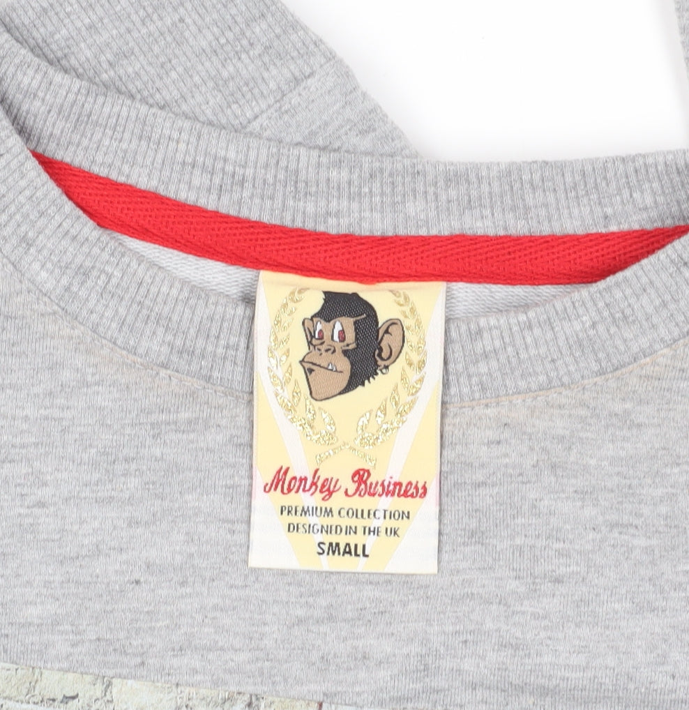 Grey Monkey Business Cartoon Graphic Sweatshirt, Size S