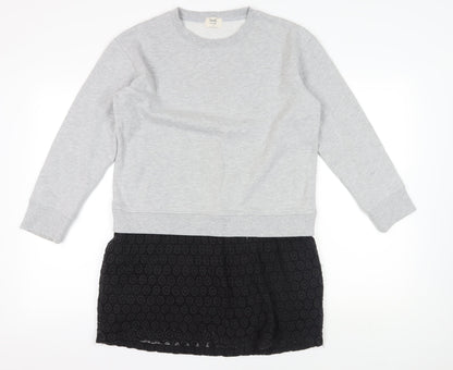 Additional front view of Hush Grey Black Sweatshirt, size 12