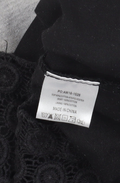 Close-up detail of Hush Grey Black Sweatshirt, size 12