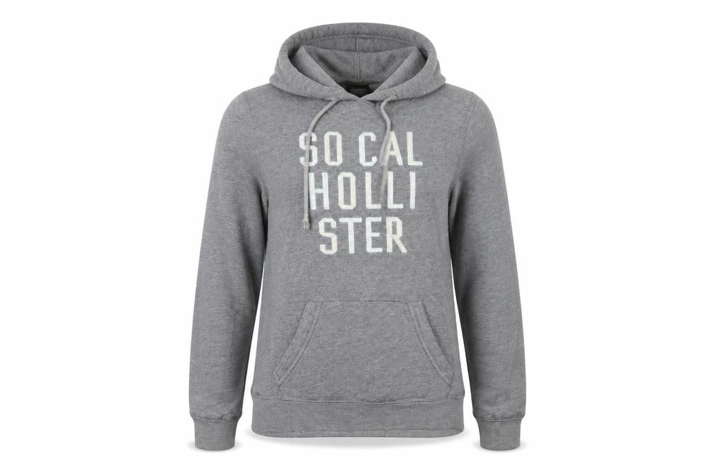 Hollister Grey Pullover Hoodie M Unisex Adults