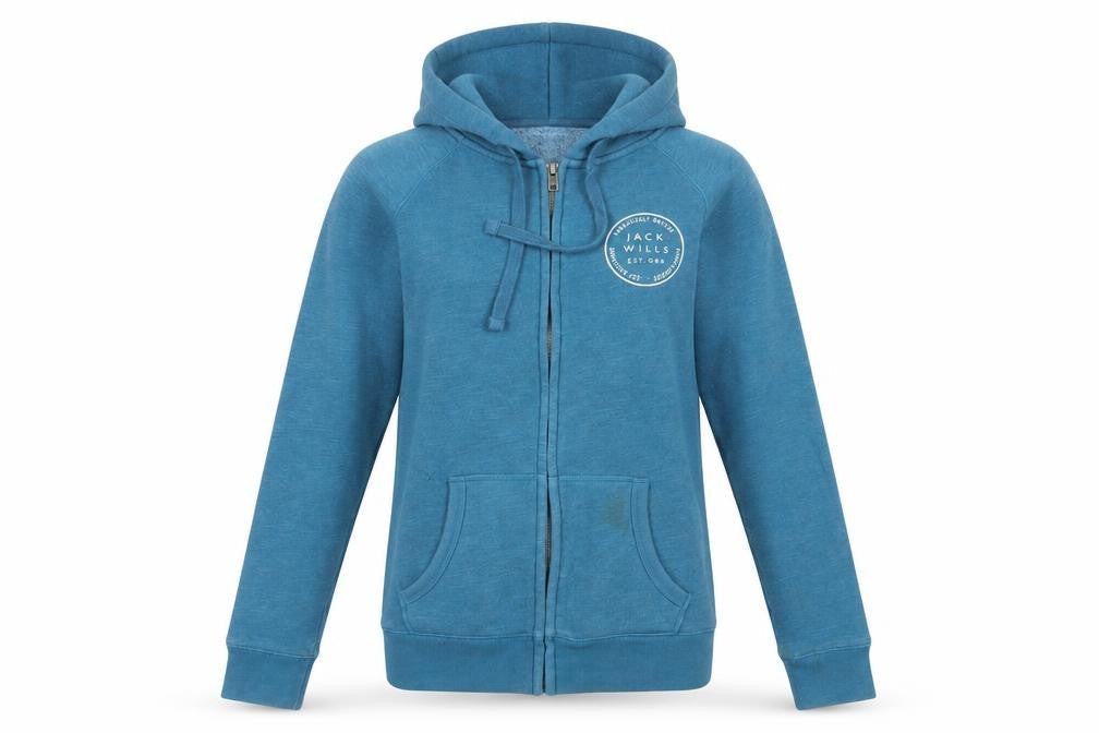 Jack Wills Blue Full Zip Hoodie, Unisex, Logo Accent