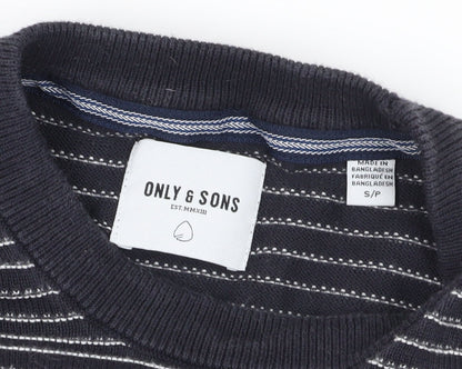 Brand and care label for Only & Sons Black White Striped jumper S