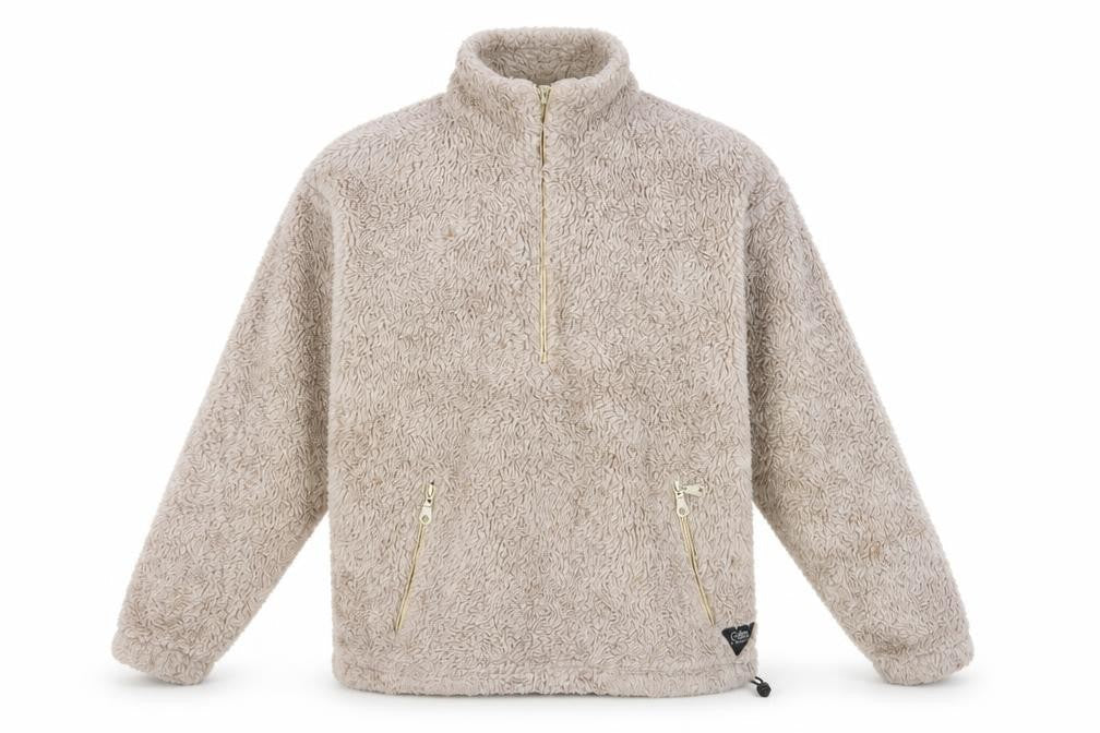 Cotton Traders Beige Fleece 1/4 Zip Sweatshirt, S