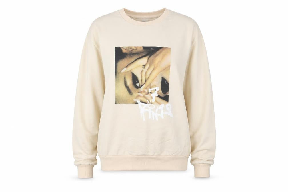 Divided Beige XS Graphic Print Pullover Sweatshirt