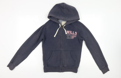 Additional front view of Jack Wills Grey Full Zip Hoodie, size 8
