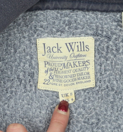 Brand and care label for Jack Wills Grey Full Zip Hoodie, size 8