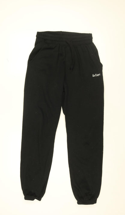 Additional front view of Lee Cooper women’s black cotton jogger trousers, size L, 29.5-inch leg regular drawstring