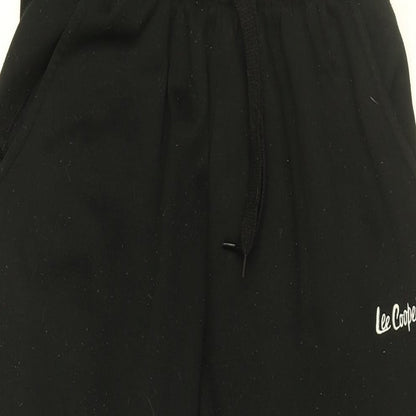Close-up detail of Lee Cooper women’s black cotton jogger trousers, size L, 29.5-inch leg regular drawstring