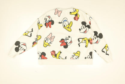 Preloved Disney Womens White Geometric Cotton Pullover Sweatshirt Size M Pullover - Mickey Mouse & Friends - Back