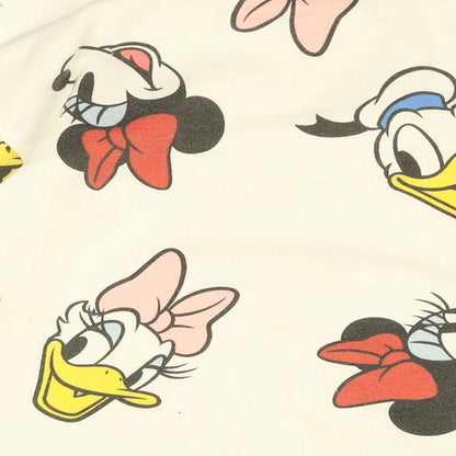 Preloved Disney Womens White Geometric Cotton Pullover Sweatshirt Size M Pullover - Mickey Mouse & Friends - Label