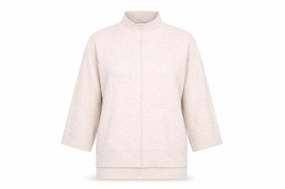 Front view of French Connection women’s pink high neck acrylic jumper, size L
