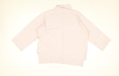 Back view of French Connection women’s pink high neck acrylic jumper, size L