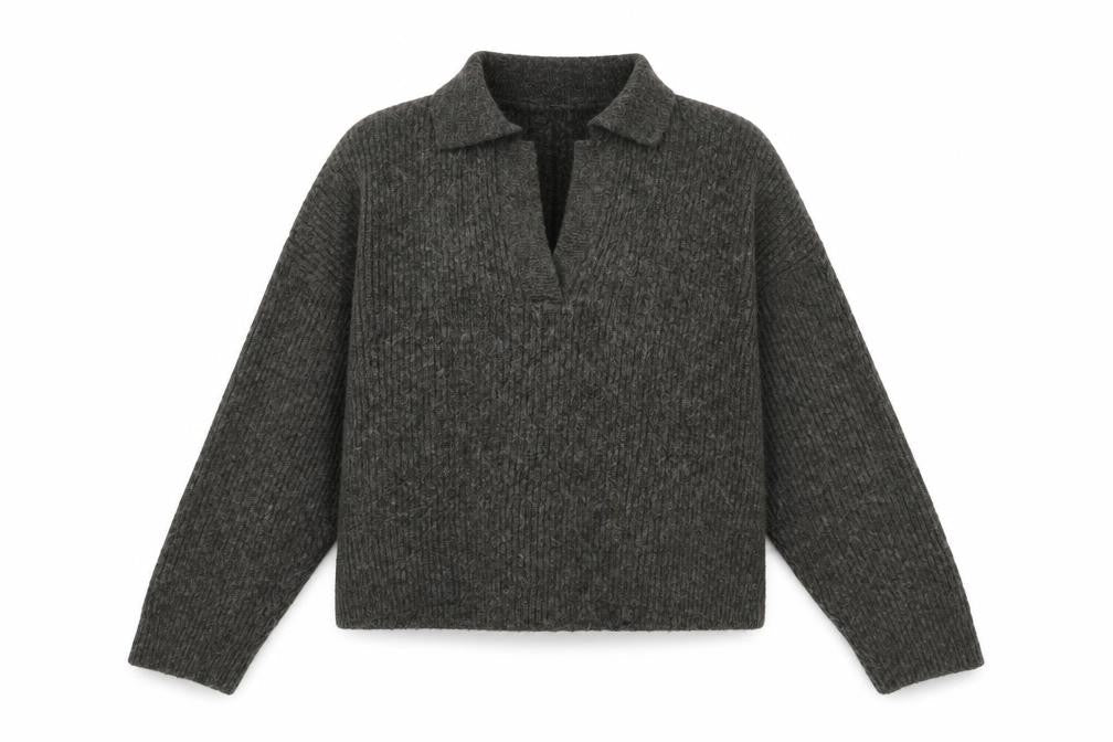 Pimkie Womens Grey Collared Acrylic Pullover Jumper Size S