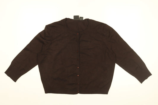 Tailor Womens Brown Round Neck Rayon Cardigan Jumper Size XL