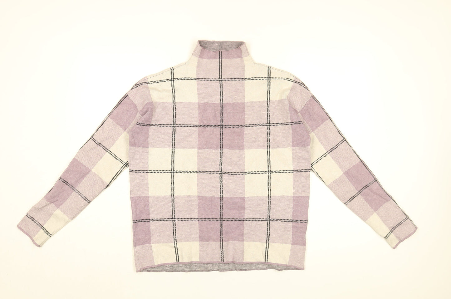 Rachel Zoe Womens Purple High Neck Plaid Viscose Pullover Jumper Size S