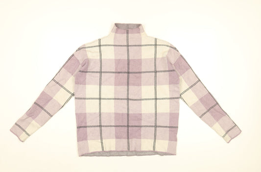 Rachel Zoe Womens Purple High Neck Plaid Viscose Pullover Jumper Size S
