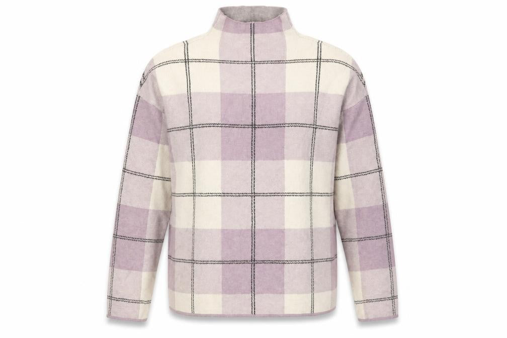 Rachel Zoe Womens Purple High Neck Plaid Viscose Pullover Jumper Size S