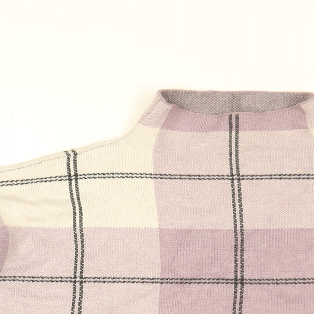 Rachel Zoe Womens Purple High Neck Plaid Viscose Pullover Jumper Size S