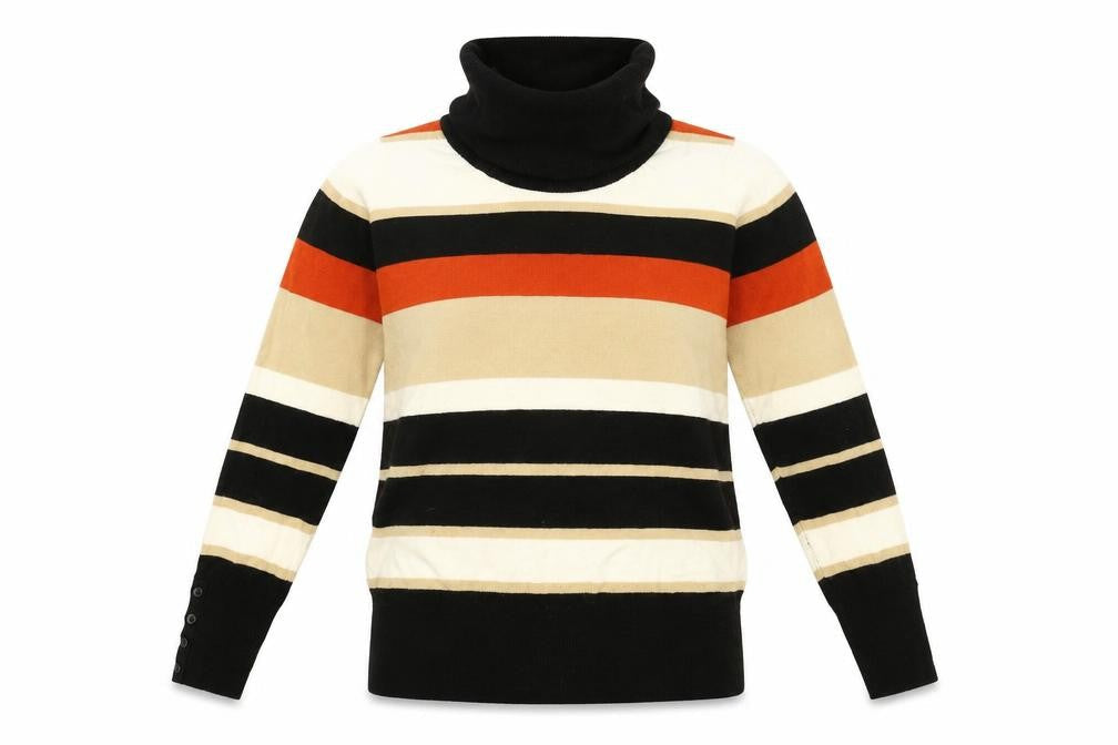 Isle Womens Multicoloured Roll Neck Striped Acrylic Pullover Jumper Size 10