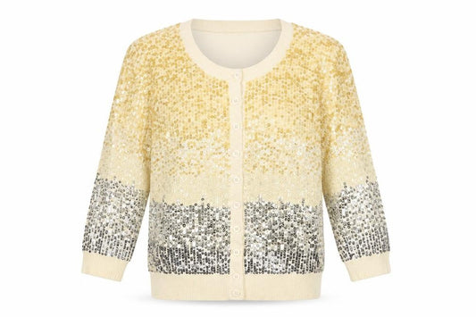 PINKO Womens White Round Neck Cotton Cardigan Jumper Size S - Sequin Detail