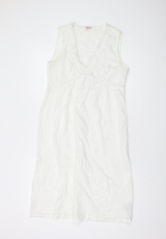 Fairy Dust Womens Ivory Cotton A-Line Size 10 V-Neck Pullover