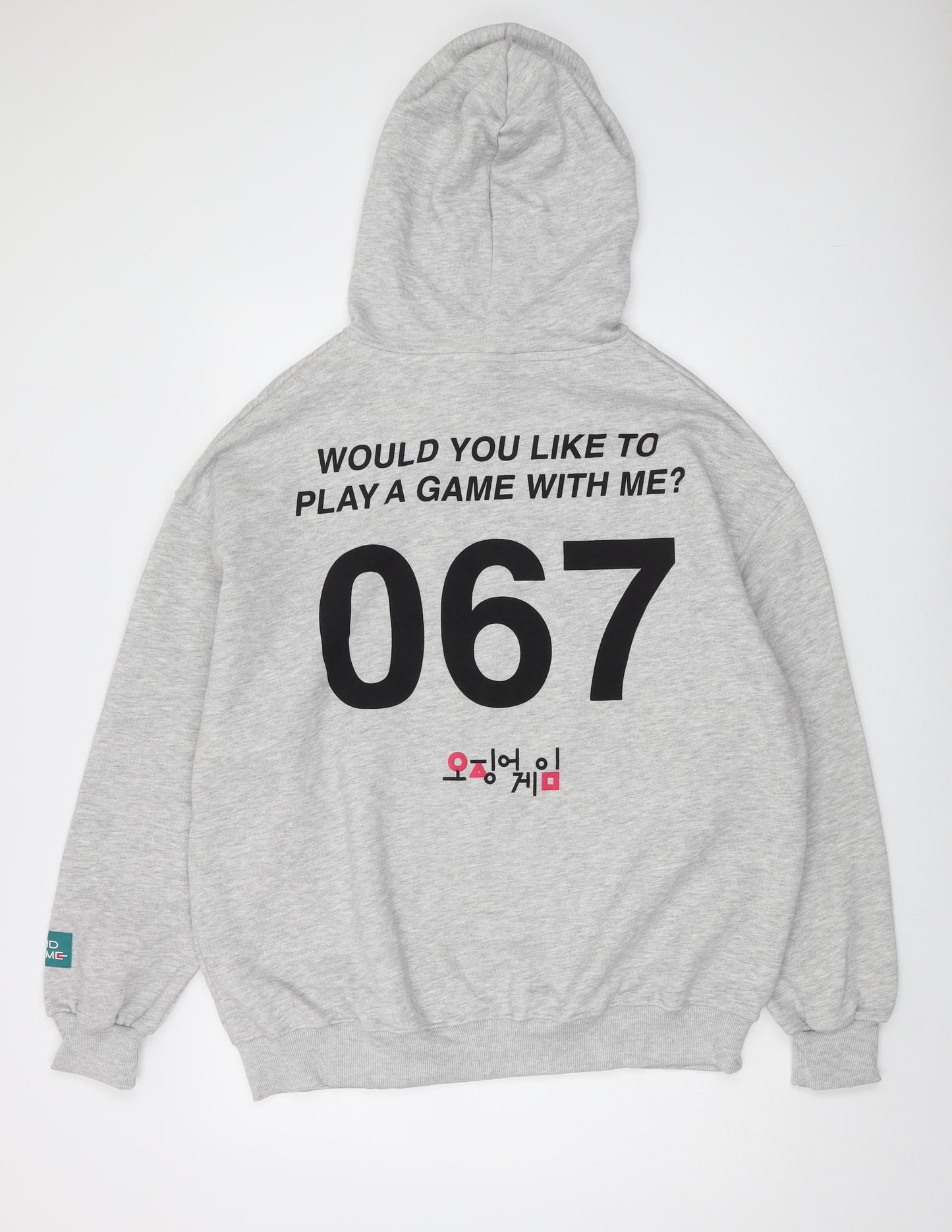 Squid Game Mens Grey Cotton Pullover Hoodie Size XL